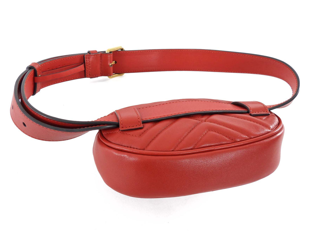 Gucci Chevron Quilted Leather GG Marmont Belt Bag