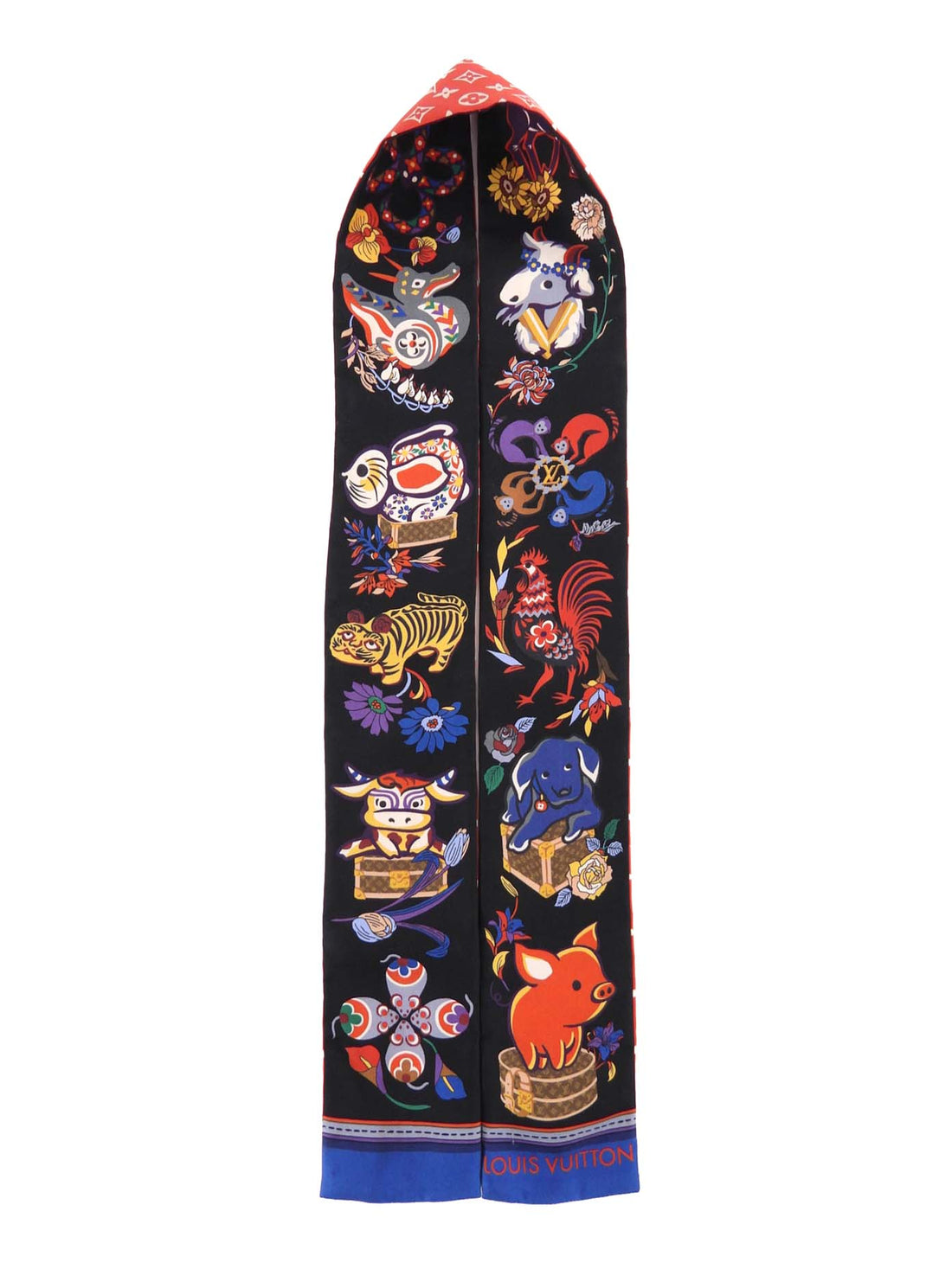 Louis Vuitton Silk Monogram Chinese Superstition Bandeau Scarf