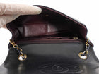 Chanel Vintage 1989 Black Quilted Leather Mini Square Classic Flap Bag GHW