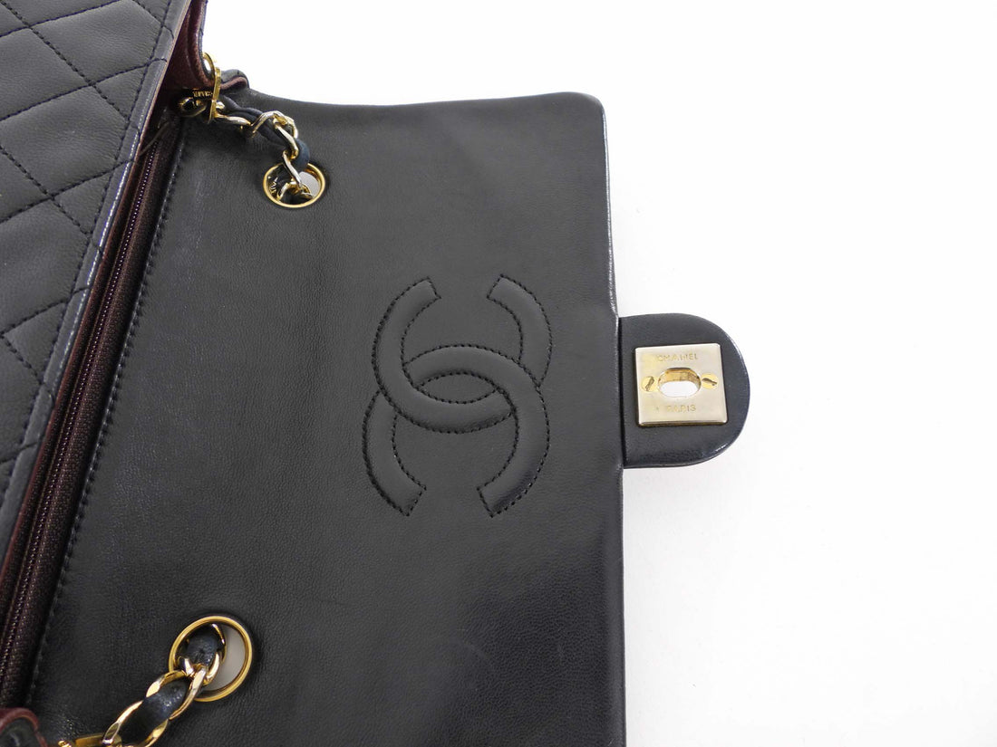 Chanel Vintage 1989 Black Quilted Leather Mini Square Classic Flap Bag GHW