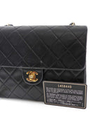 Chanel Vintage 1989 Black Quilted Leather Mini Square Classic Flap Bag GHW