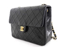 Chanel Vintage 1989 Black Quilted Leather Mini Square Classic Flap Bag GHW