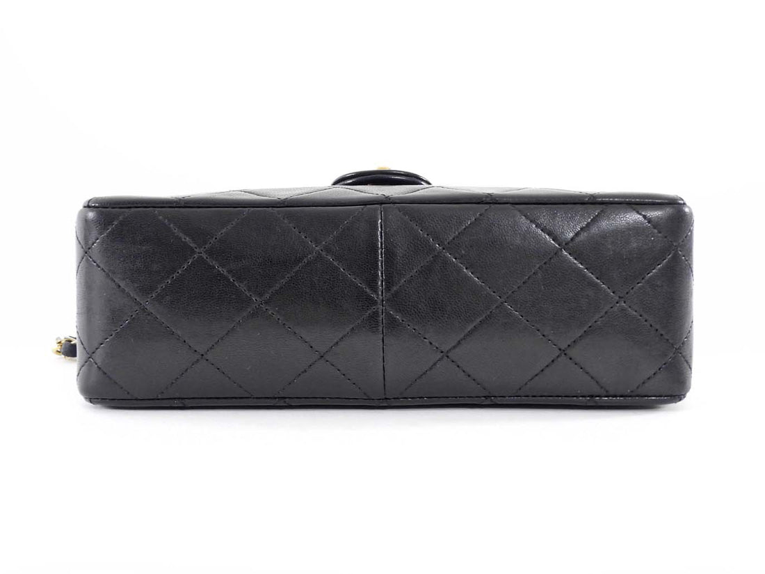 Chanel Vintage 1989 Black Quilted Leather Mini Square Classic Flap Bag GHW
