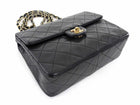Chanel Vintage 1989 Black Quilted Leather Mini Square Classic Flap Bag GHW