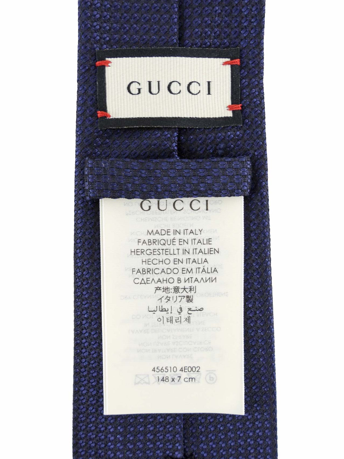 Gucci Navy Blue Iconic Stripe Bee Embroidered Henan Tie
