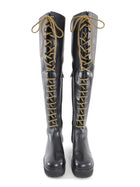 Dior Black D road Tall Leather Lace Up Over The Knee Boots - EU38