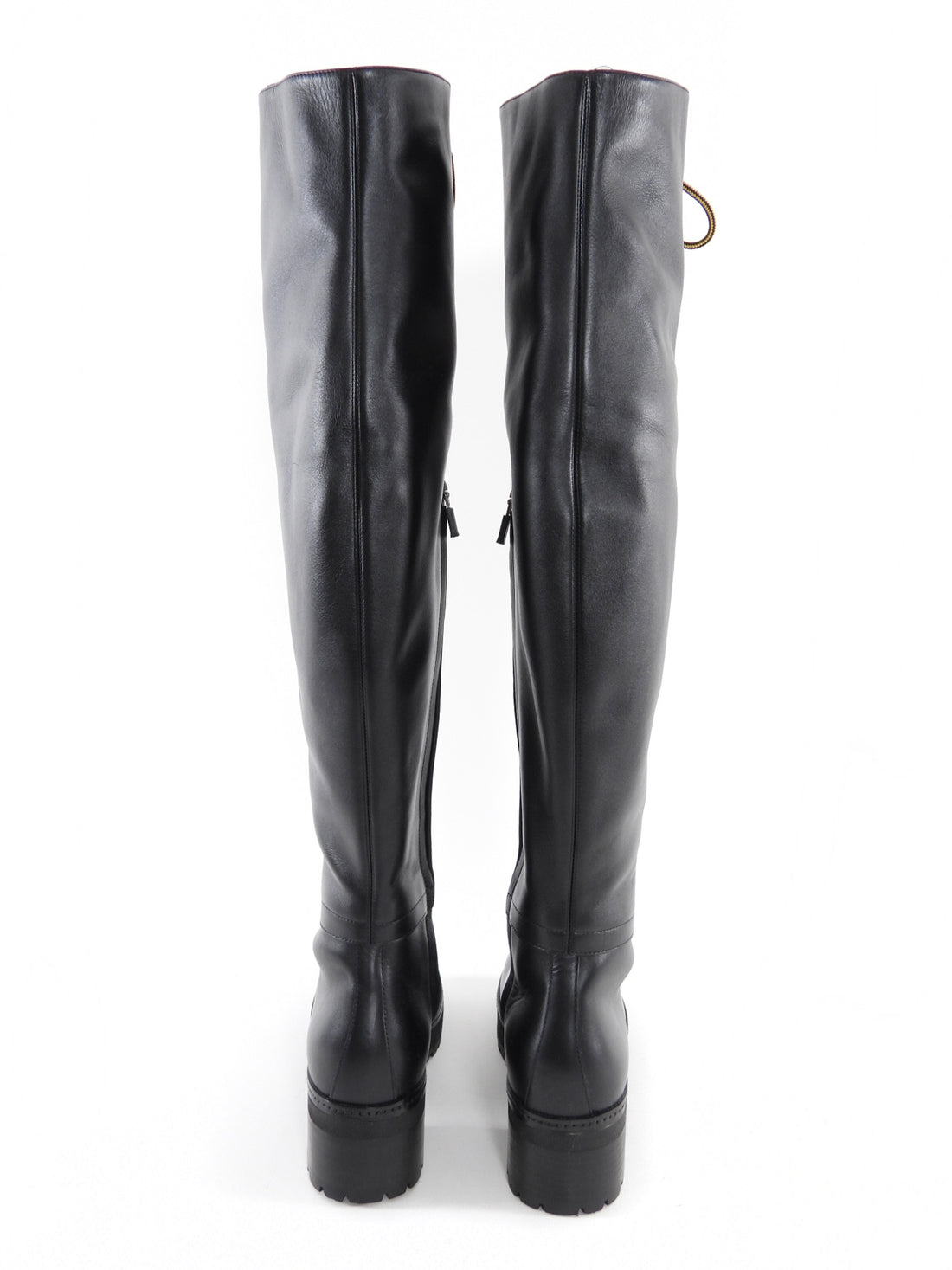 Dior Black D road Tall Leather Lace Up Over The Knee Boots - EU38
