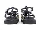 Louis Vuitton Black and Gold Strappy Leather Monogram Pillow Pool Comfort Sandals - 36