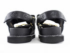 Louis Vuitton Black Leather Embossed Chain Sunset Flat Dad Sandals - 37