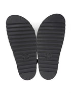 Louis Vuitton Black Leather Embossed Chain Sunset Flat Dad Sandals - 37
