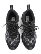 Gucci Black Sheer Mesh and Suede Combo Crystal Monogram Run Sneakers - 37