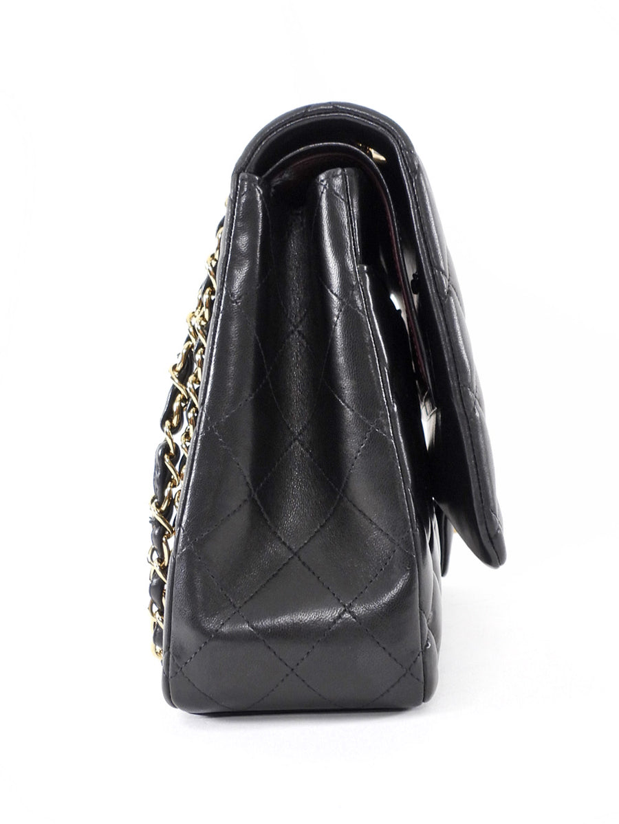 Chanel Black Lambskin CC Maxi Classic Double Flap GHW