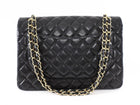 Chanel Black Lambskin CC Maxi Classic Double Flap GHW
