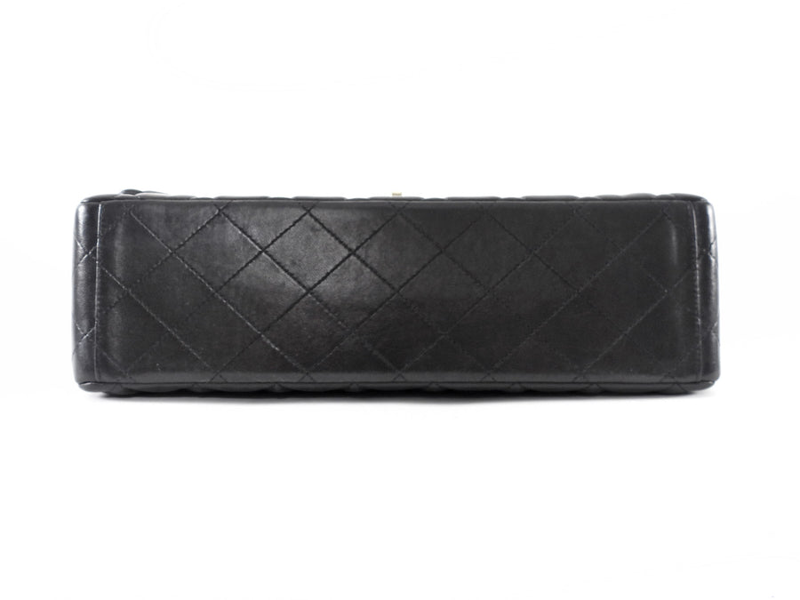 Chanel Black Lambskin CC Maxi Classic Double Flap GHW