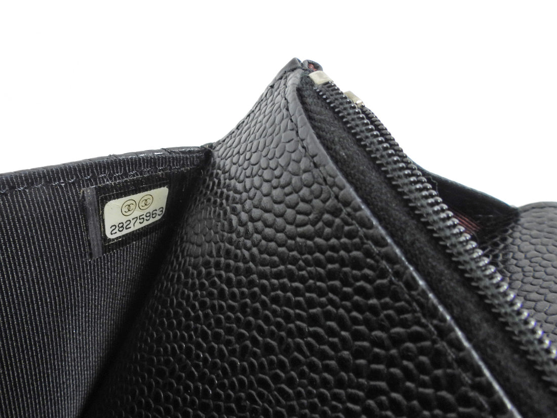 Chanel Black Caviar Leather CC Classic Wallet on Chain SHW