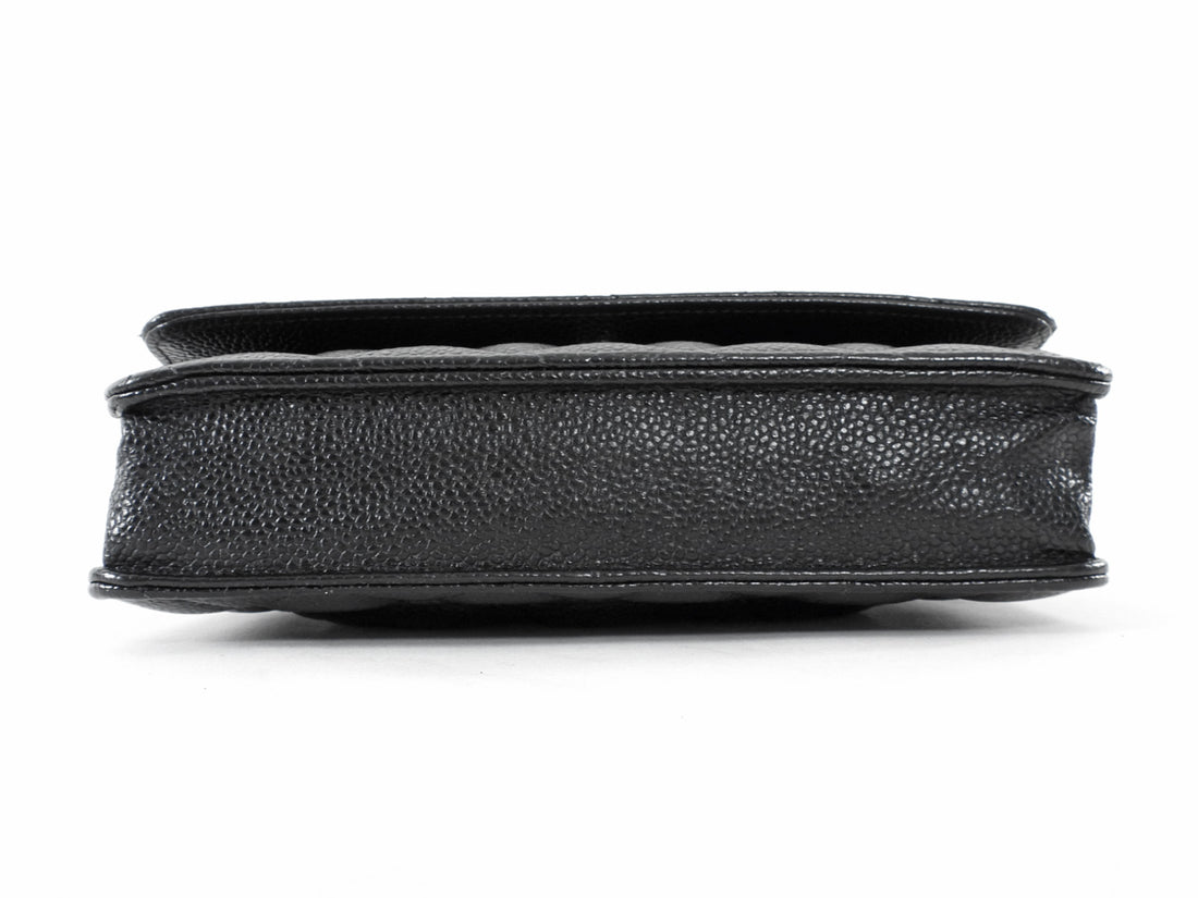 Chanel Black Caviar Leather CC Classic Wallet on Chain SHW