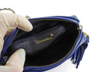 Chanel Vintage 1996 CC Diamond Quilted Tassel Blue Leather Small Chain Roll Bag