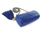 Chanel Vintage 1996 CC Diamond Quilted Tassel Blue Leather Small Chain Roll Bag