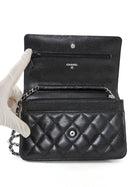 Chanel Black Caviar Leather CC Classic Wallet on Chain SHW