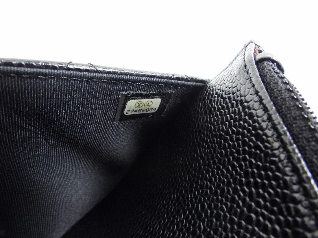 Chanel Black Caviar Leather CC Classic Wallet on Chain SHW