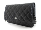 Chanel Black Caviar Leather CC Classic Wallet on Chain SHW