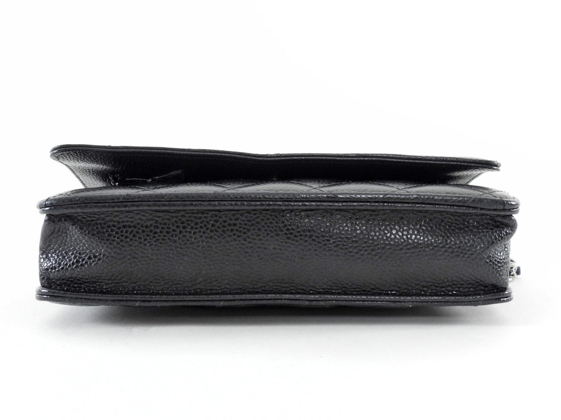 Chanel Black Caviar Leather CC Classic Wallet on Chain SHW