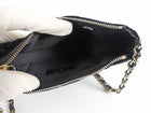 Chanel Quilted Black Velvet Crystal CC Mini Chain Hobo Bag