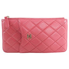 Chanel Cherry Pink Quilted Leather Timeless Zip Wallet