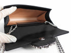 Roger Vivier Black Silver RV Bouquet Flower Strass Buckle Black Satin Bag