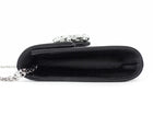 Roger Vivier Black Silver RV Bouquet Flower Strass Buckle Black Satin Bag