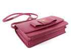 Prada Pink Saffiano Lux Leather Bow Embellished Wallet On Strap