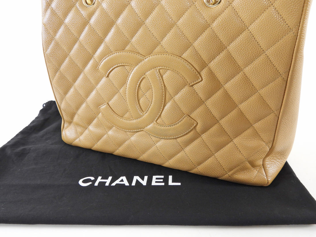 Chanel Beige Caviar Leather GST Grand Shopping Tote Bag