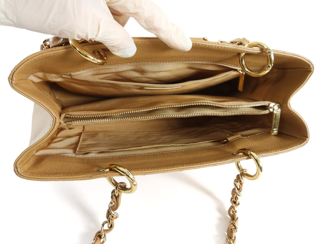Chanel Beige Caviar Leather GST Grand Shopping Tote Bag