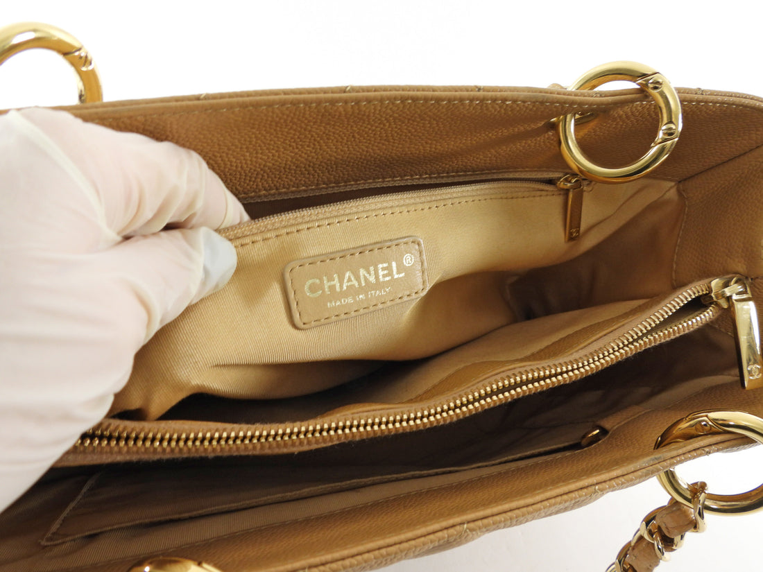 Chanel Beige Caviar Leather GST Grand Shopping Tote Bag