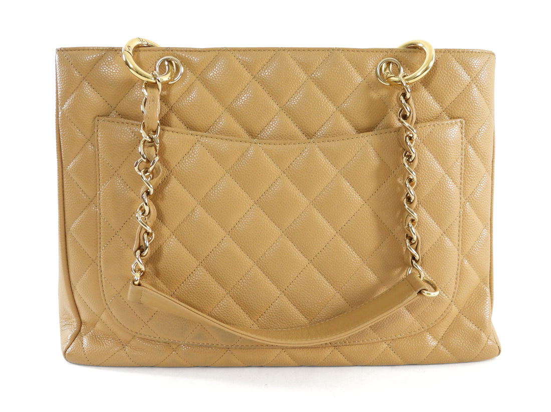 Chanel Beige Caviar Leather GST Grand Shopping Tote Bag