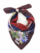 Gucci Vintage Plum and Navy Multicolor Floral Silk 90cm Scarf