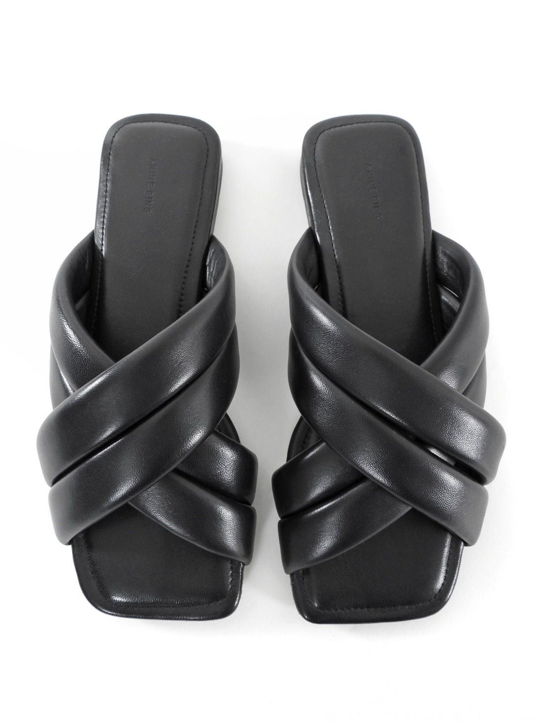Anine Bing Black Leather Padded Criss Cross Eve Sandals - 37