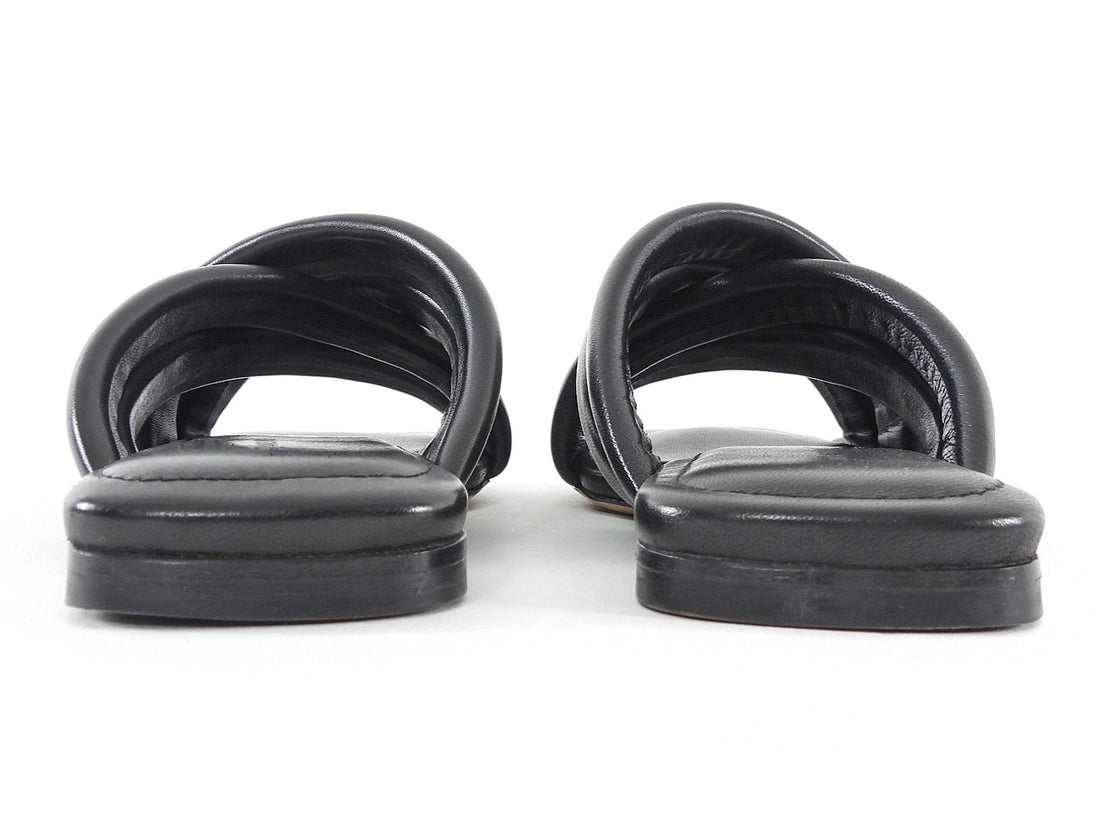 Anine Bing Black Leather Padded Criss Cross Eve Sandals - 37