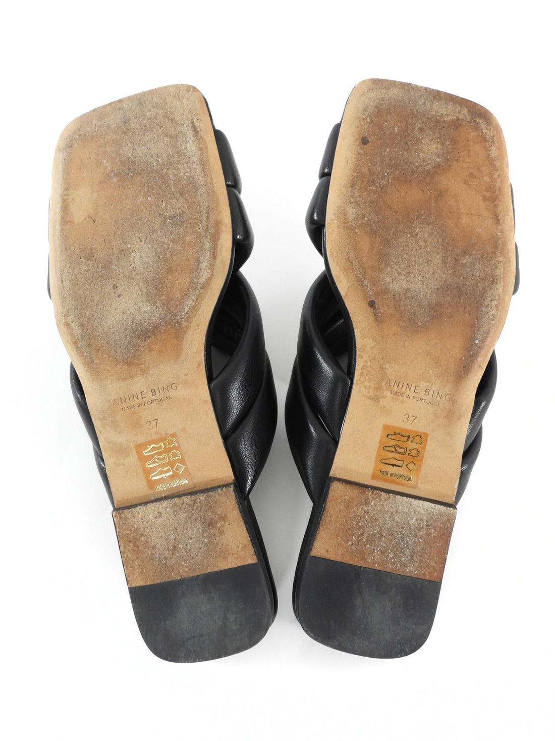 Anine Bing Black Leather Padded Criss Cross Eve Sandals - 37