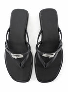 Hermes Black Calfskin Miss Mini Kelly Lock Flat Strappy Sandal - 37