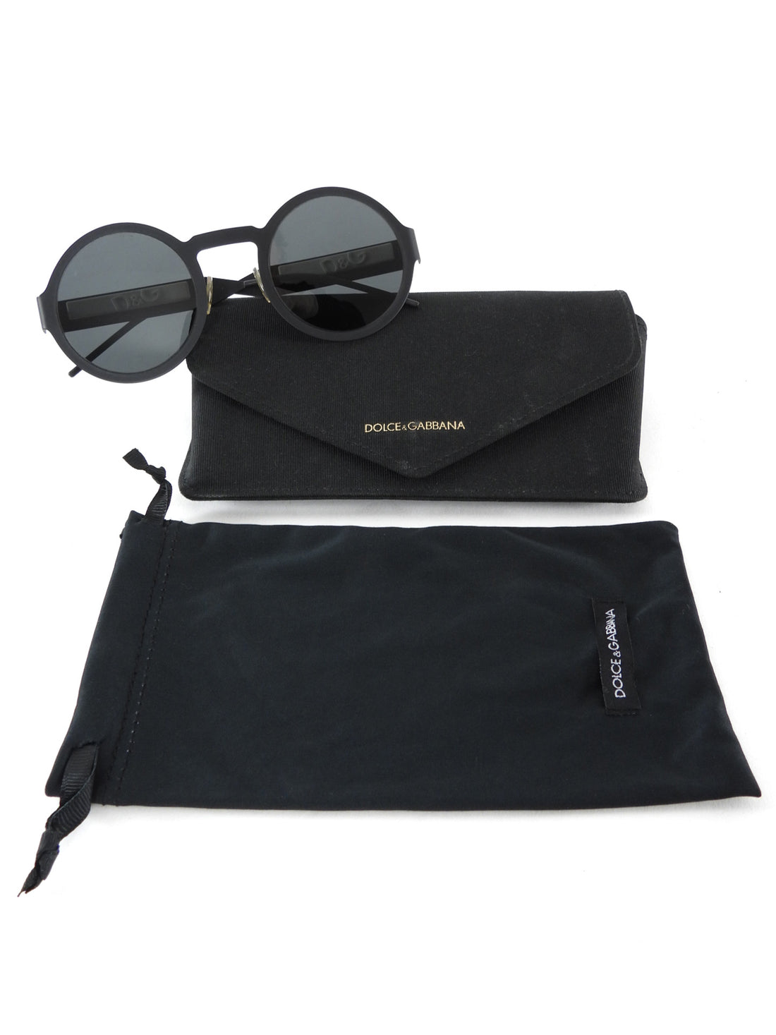 Dolce & Gabbana Black Matte Metal Frame Round Sunglasses DG2234