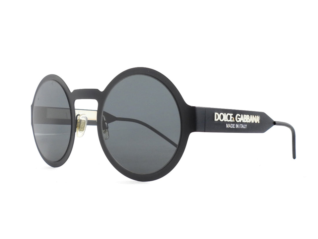 Dolce & Gabbana Black Matte Metal Frame Round Sunglasses DG2234