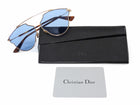 Dior So Real Pop Goldtone Wire Frame Blue Lens Sunglasses