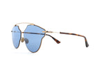 Dior So Real Pop Goldtone Wire Frame Blue Lens Sunglasses