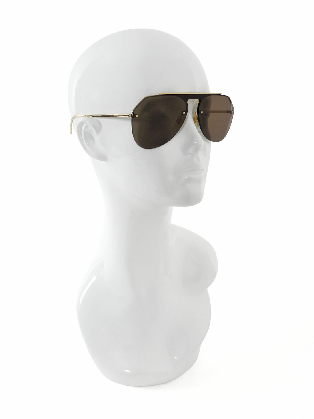 Dolce & Gabbana Brown Gold Shield Aviator Rimless Sunglasses GG2213
