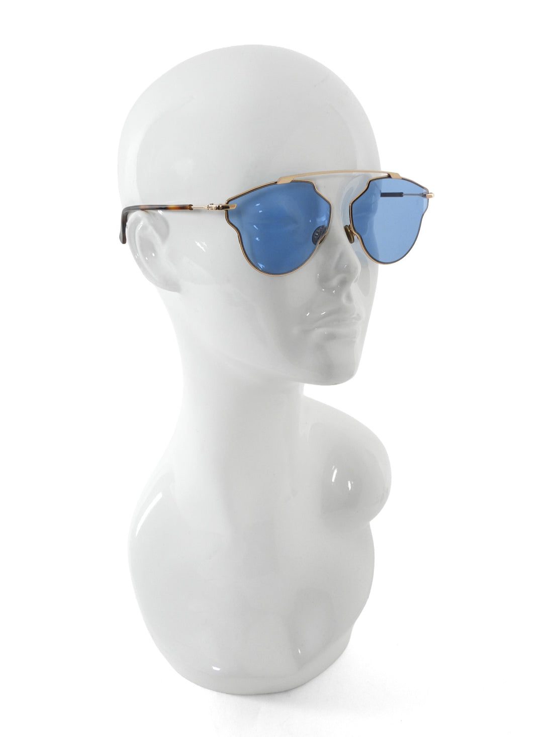 Dior So Real Pop Goldtone Wire Frame Blue Lens Sunglasses