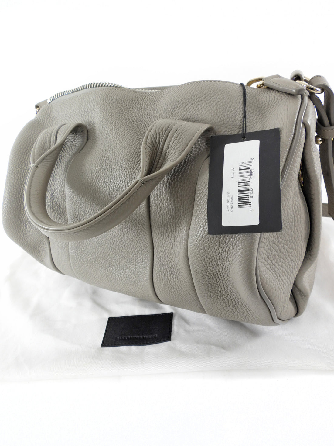 Alexander Wang Oyster Grey Grained Leather Gold Stud Rocco Satchel Bag
