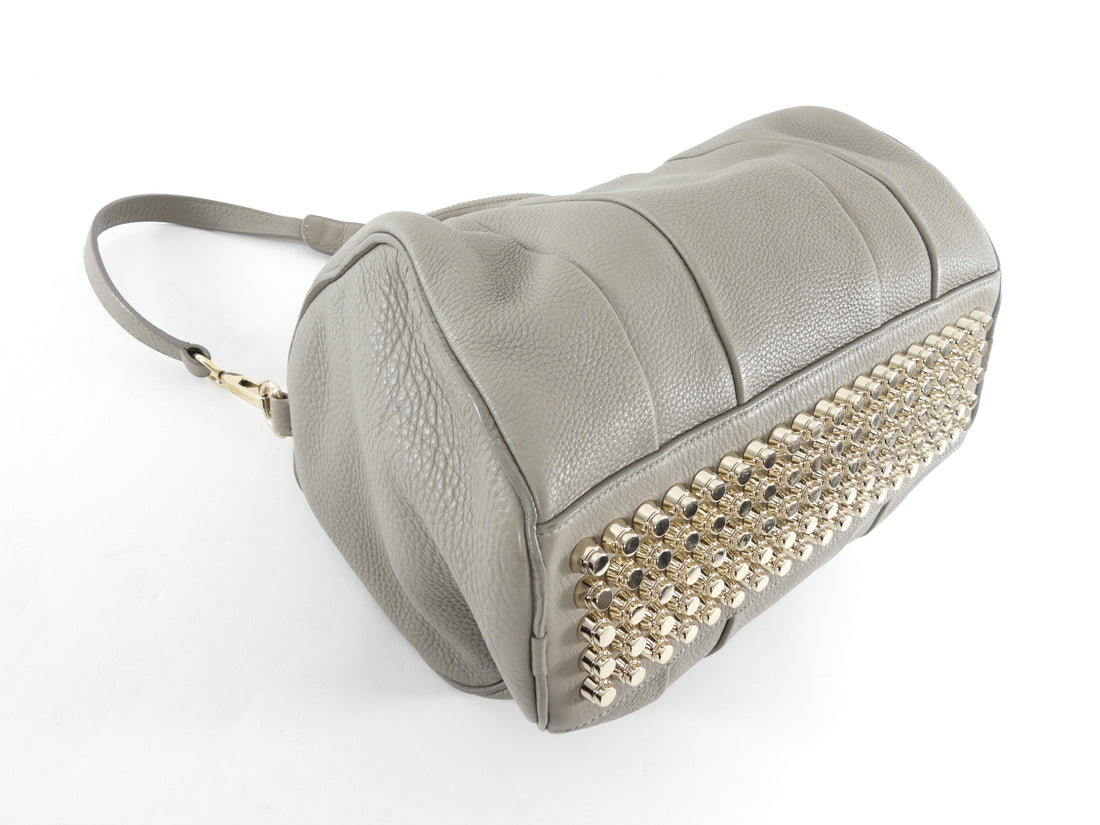 Alexander Wang Oyster Grey Grained Leather Gold Stud Rocco Satchel Bag