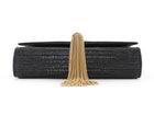 Saint Laurent Black Croc Embossed Mini Kate Tassel Chain Bag Mini