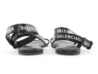 Balenciaga Black and White Logo Flat Ankle Wrap Sandals - 39